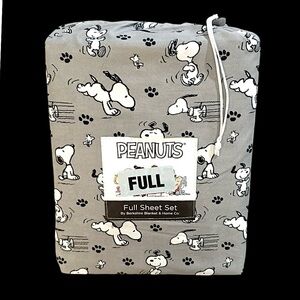 Peanuts Snoopy Full Sz Sheets Set Gray W/ Black & White BRAND NEW IN PACKAGING
